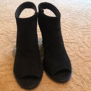 Vince Camuto black suede open toe bootie. Size 9